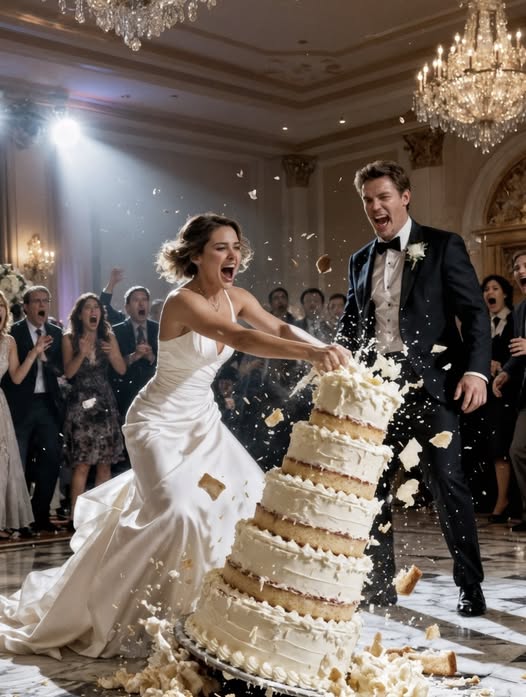 Cuando levanté el cuchillo para cortar el pastel de bodas, mi hermana me abrazó con fuerza y susurró: «¡Bájalo! ¡Ahora!». La miré, luego a mi sonriente novio. Sin pensarlo, empujé con fuerza el carrito del pastel, haciendo que el pastel de tres pisos se estrellara contra el suelo mientras los invitados gritaban.