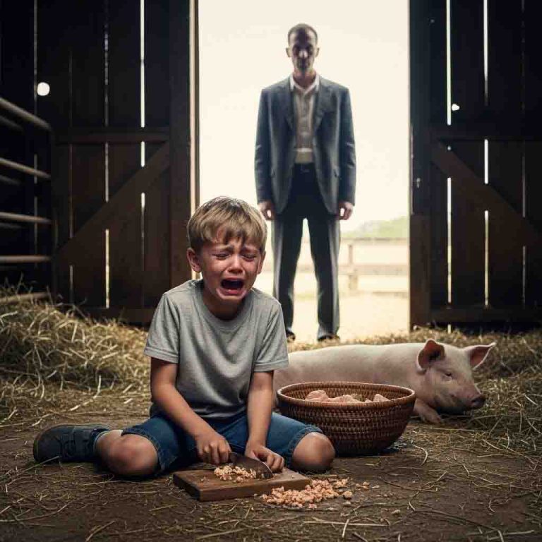 Un millonario regresó a ver a su hijo tras 8 años de separación y quedó paralizado por el impacto al encontrar al niño encerrado en un oscuro chiquero, acurrucado, aferrado a una zanahoria podrida como si fuera su última comida.