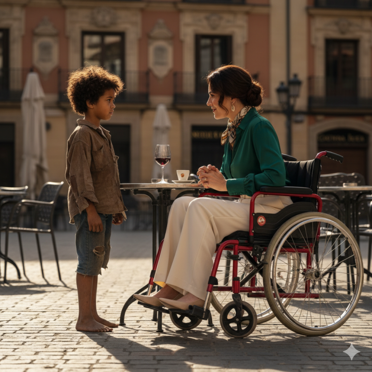 El niño negro pobre le preguntó a la millonaria paralizada: “¿Puedo curarla a cambio de esa comida sobrante?” Ella sonrió – y entonces todo cambió…