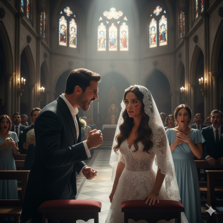 En medio de nuestra boda, mi esposo de repente se volvió contra mí después de que su hermana le susurrara algo al oído. La habitación se quedó en silencio. Pero en lugar de llorar o alejarme, levanté la cabeza, lo miré a los ojos, y lo que hice a continuación dejó a todos sin palabras.