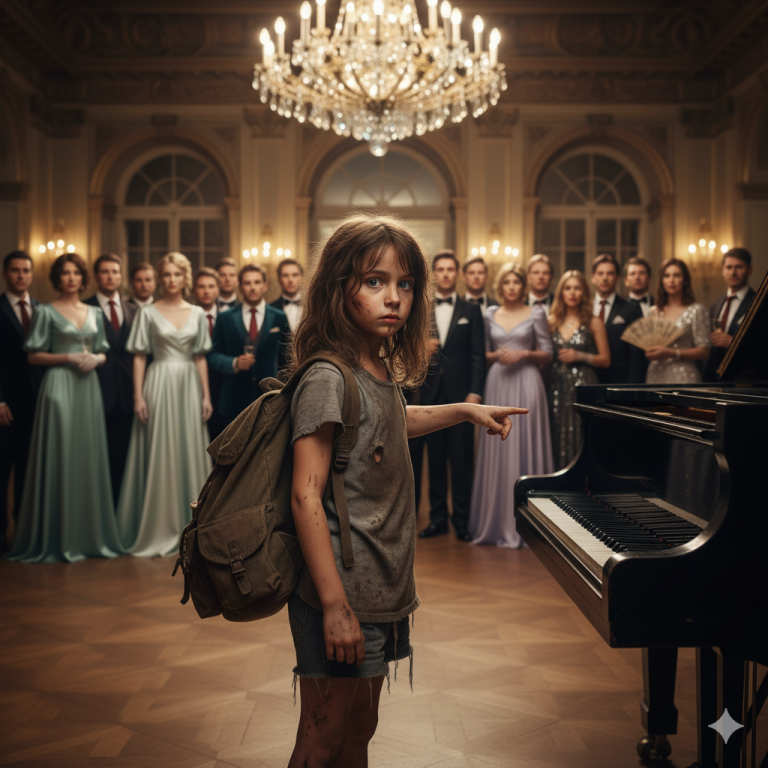 “¿Puedo jugar contra un plato de comida?” El día que una niña hambrienta de 12 años se sentó al piano… y silenció a toda una sala de millonarios.