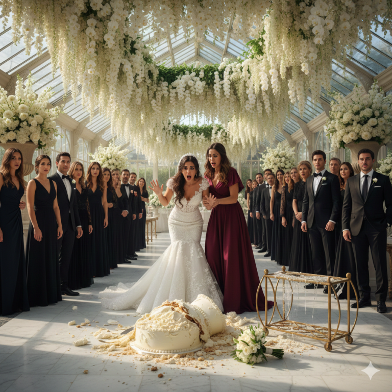 En mi boda, mi hermana me abrazó y me susurró: ‘Empuja el pastel… ahora.’ Segundos después me arrastró fuera, siseando: ‘Corre. No tienes idea de lo que él tenía planeado para ti esta noche.