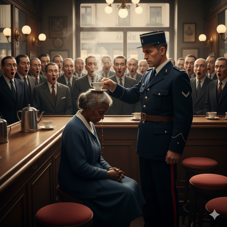 Un flic arrogant renverse du café sur une femme noire silencieuse – mais quand il apprend qui elle est vraiment, il tombe à genoux sous le choc…