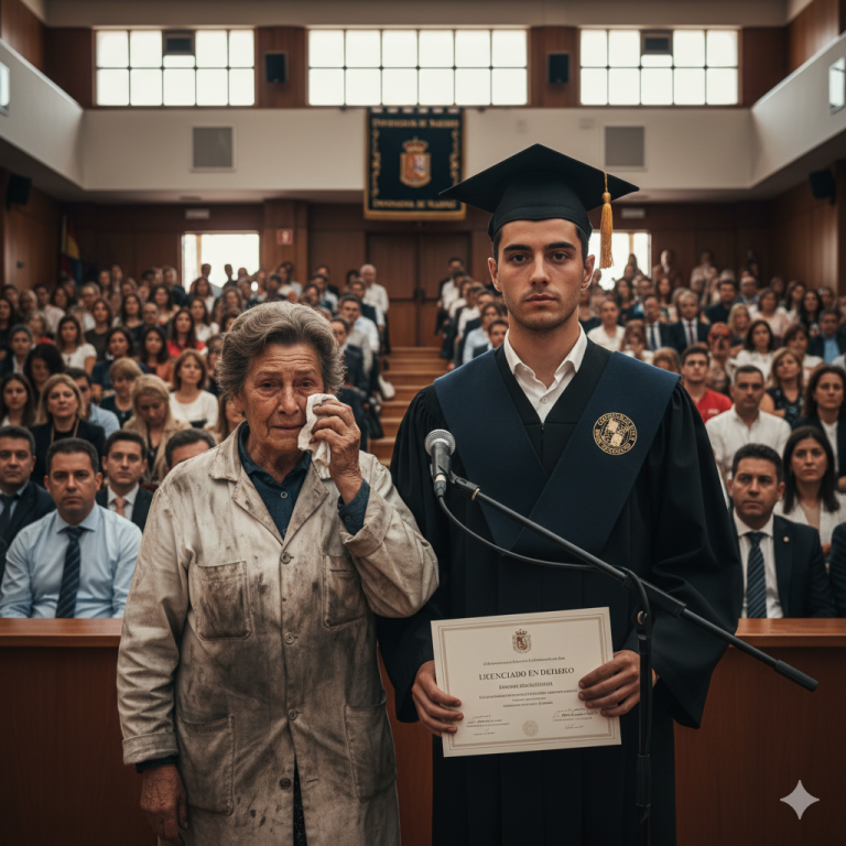 Se burlaron de mí porque soy hijo de una basurera — pero en la graduación, solo dije una frase… y todos guardaron silencio y lloraron.