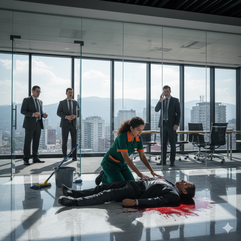 Ella besó a su jefe moribundo para traerlo de vuelta… pero cuando él despertó, sus palabras dejaron a todos paralizados. 💔 “¡El director no respira!”, gritó alguien.