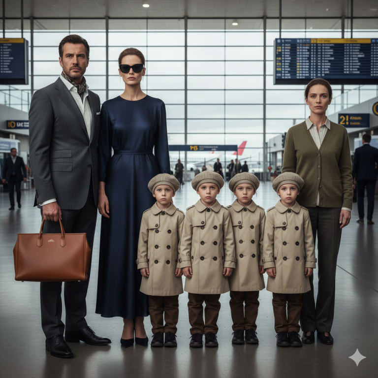 A l’aéroport avec sa maîtresse, la milliardaire portait son sac ! Puis sa femme est arrivée avec ses quadruplés…