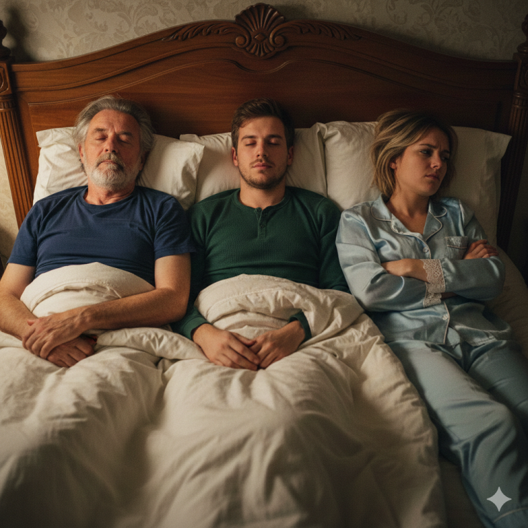 La primera noche de la boda, mi suegro me pidió que me tumbara entre mi marido y yo por la tradición de “suerte de tener un niño” — exactamente a las tres de la mañana, sentí un picor insano.