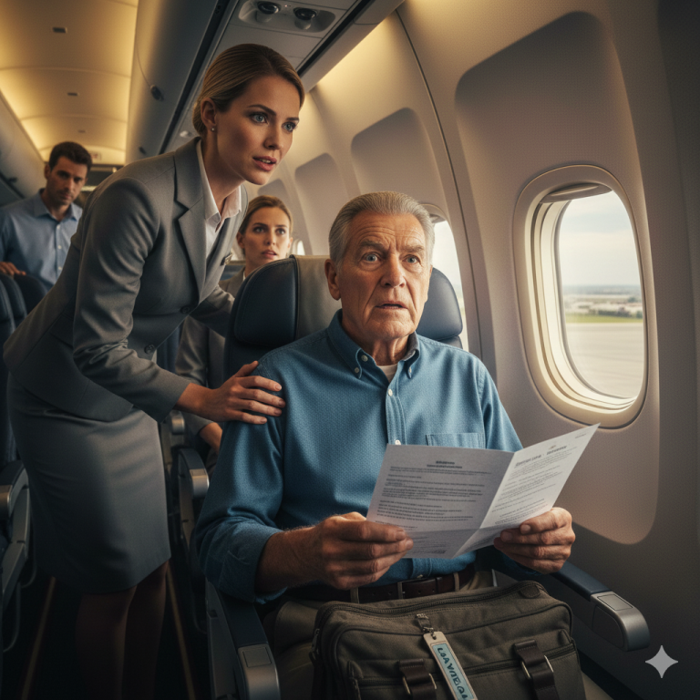 “¡Finge que estás enfermo y SAL DEL AVIÓN!” — me susurró la azafata al subir… y MINUTOS DESPUÉS entendí por qué