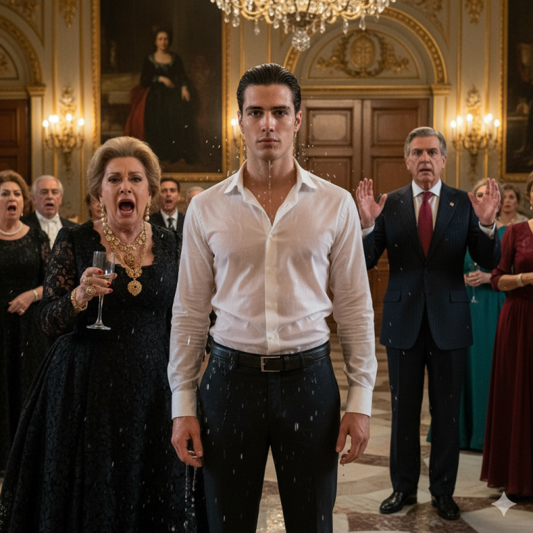 Mi madrastra me salpicó agua en la cara delante de todos y gritó: “¡Tú no eres de la familia!”. Ni siquiera me habían invitado al cumpleaños de mi propio padre, pero yo me limité a sonreír y dije: “Te arrepentirás de eso”. Momentos después, cuando el inversor multimillonario de mi papá entró por la puerta y gritó mi nombre, todas las caras en la sala palidecieron… ¡el silencio fue ensordecedor!