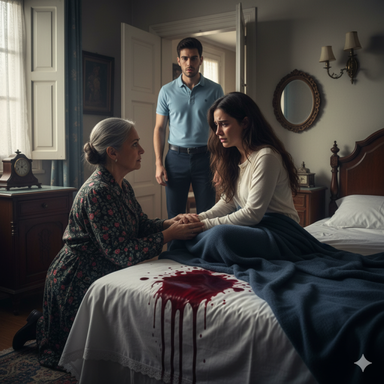 LA JEUNE ÉPOUSE CHANGE LA COUVERTURE TOUS LES JOURS – JUSQU’À CE QUE LA VEUVE SOULÈVE LA COUVERTURE ET VOIE LE SANG EN DESSOUS…