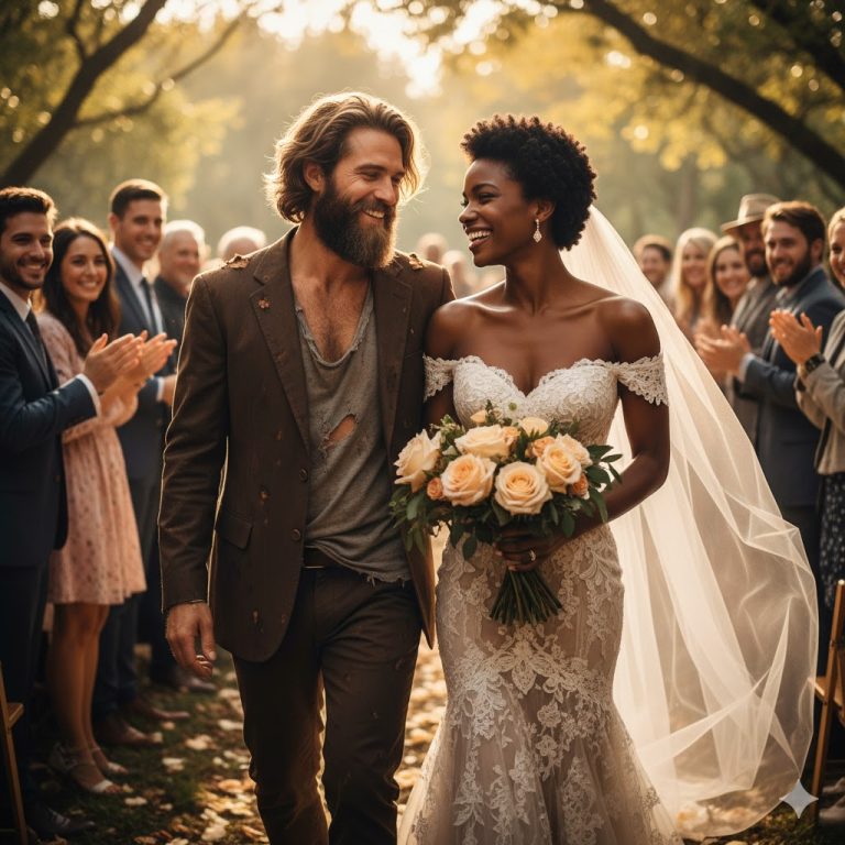 «Una mujer negra se casa con un hombre “sin hogar” — Los invitados se burlan, hasta que su discurso de bodas lo cambia todo»