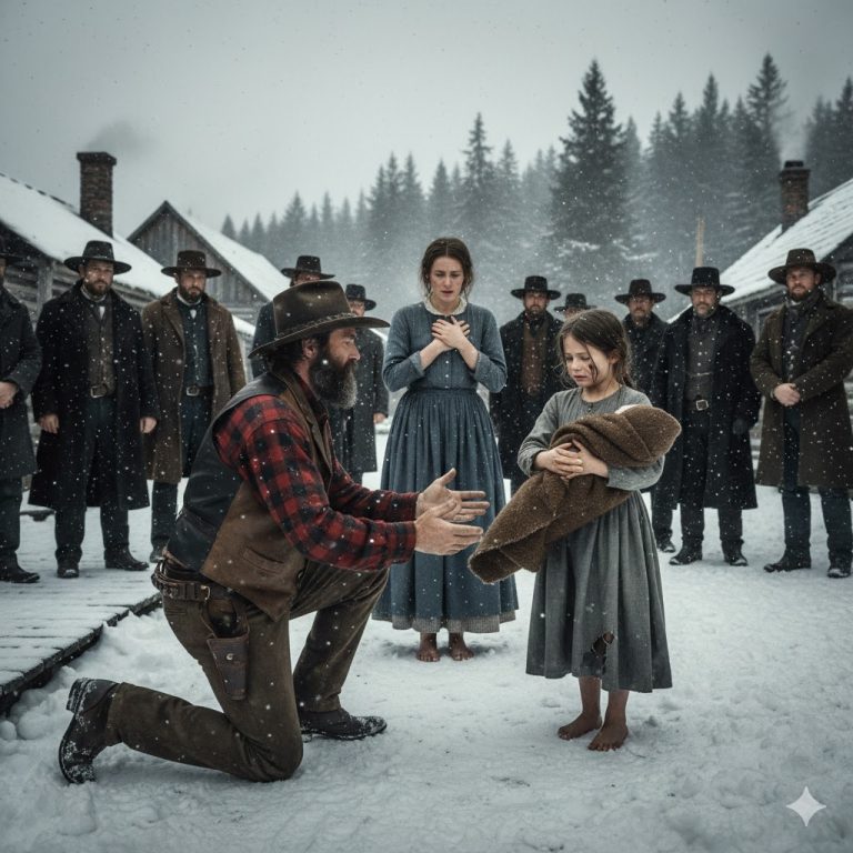 Nos puede comprar, señor”, dijo la niña pequeña sosteniendo a un bebé. El vaquero solitario miró el rostro de la mujer…