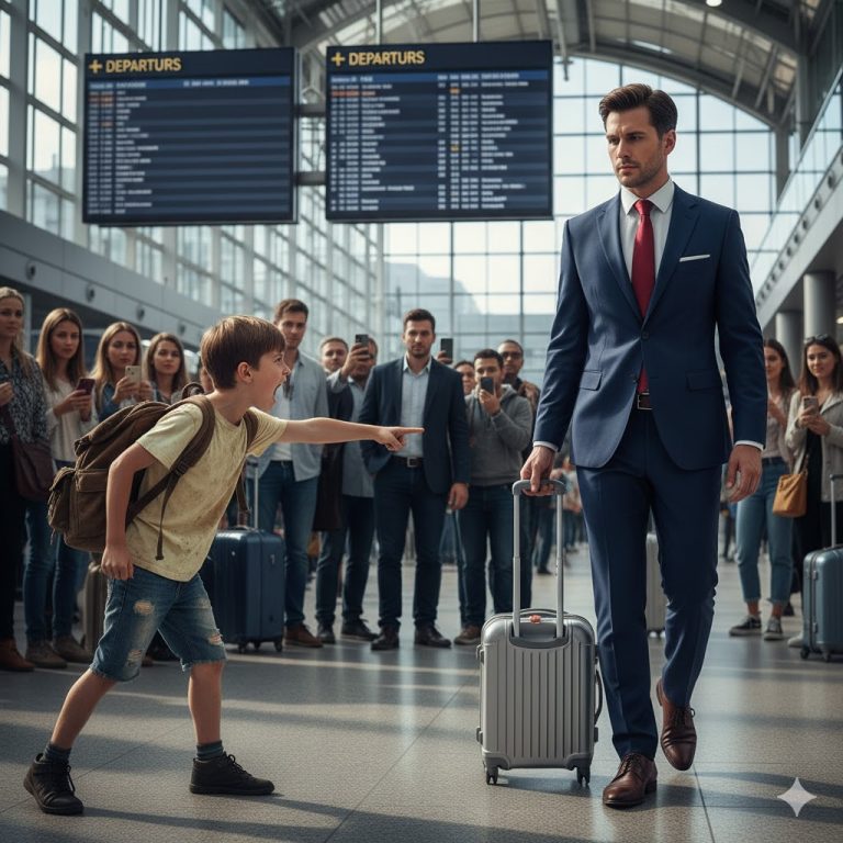 “¡No subas al avión! ¡Va a explotar!” –A Gritó un niño sin hogar a un empresario rico, y la verdad dejó a todos sin palabras…