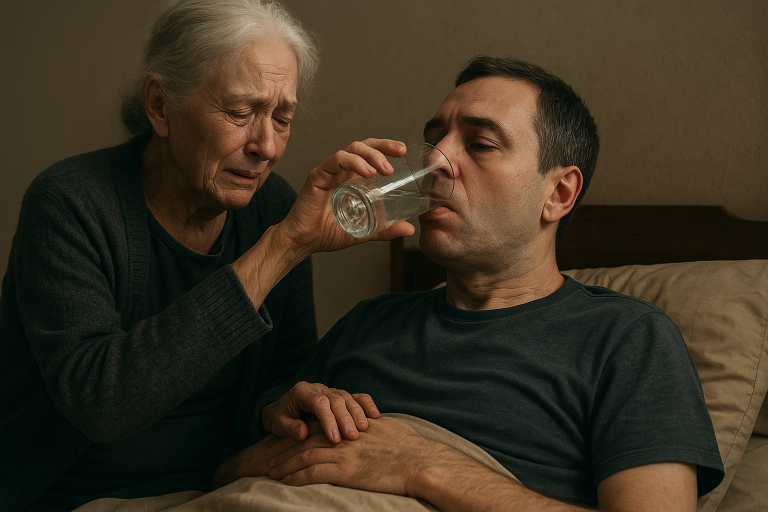 Une mère de quatre-vingt-trois ans a dissous soixante-dix pilules pour dormir dans de l’eau… l’a donnée elle-même à boire à son fils de quarante-six ans, et ce qui s’est passé ensuite a fait couler les larmes de tout le monde.