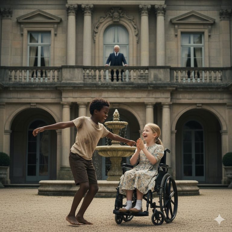 La fille d’un milliardaire est restée muette pendant des mois… jusqu’à ce qu’un garçon sans abri danse dans son jardin et change tout.