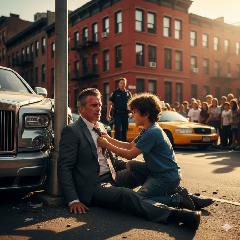 “Un niño huérfano arriesga su vida para salvar a un multimillonario — sin imaginar que el hombre que rescató es, en realidad, su padre perdido hace años.”